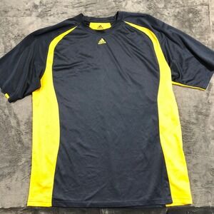 Adidas Athletic Jersey Mens 2XL Black Yellow P56221 Short Sleeve Mesh Shirt